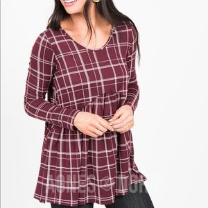 Muse Top L/S Burgundy Plaid